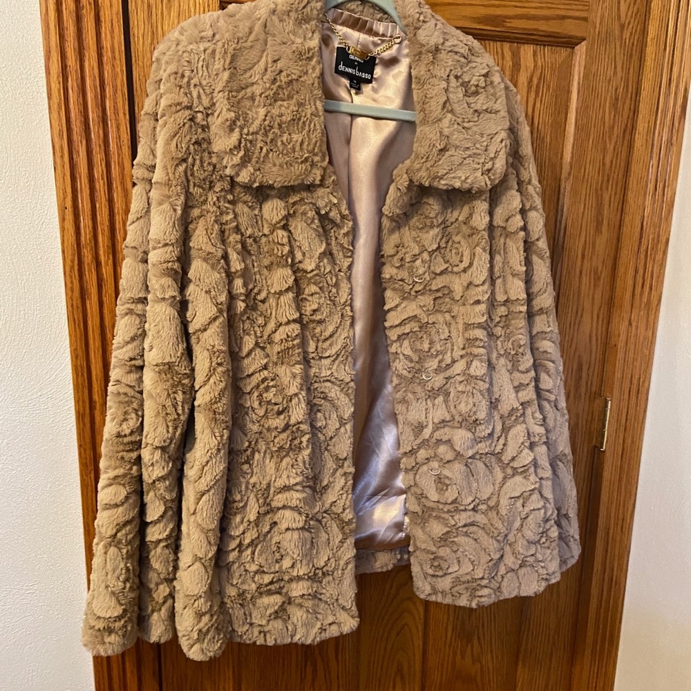 Dennis Basso Faux Fur Rosette Pattern Jacket